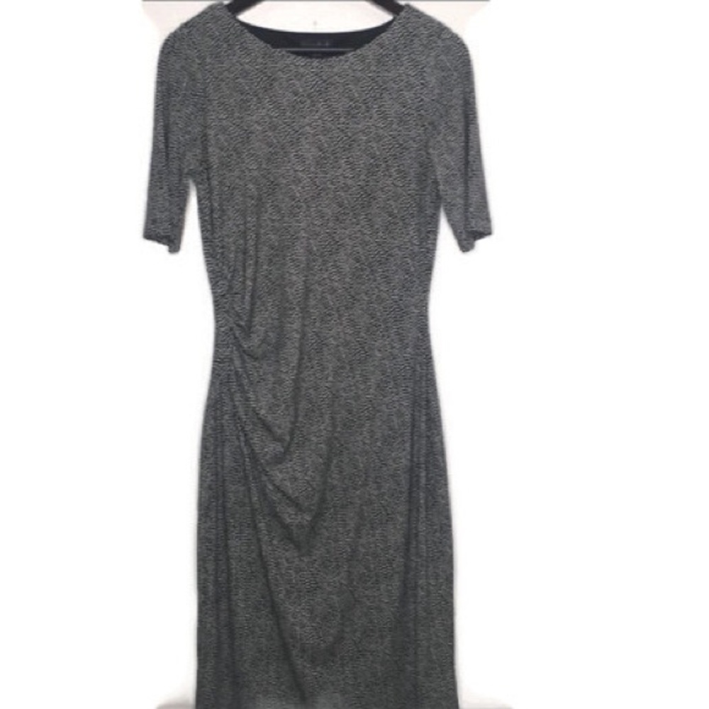 Long Tall Sally White Polka Dot Ruched Dress Sz8